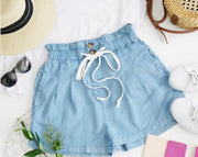 Soft Chambray Paperbag Shorts